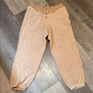 Aerie Women's Tan Fleece Zip Waist Joggers